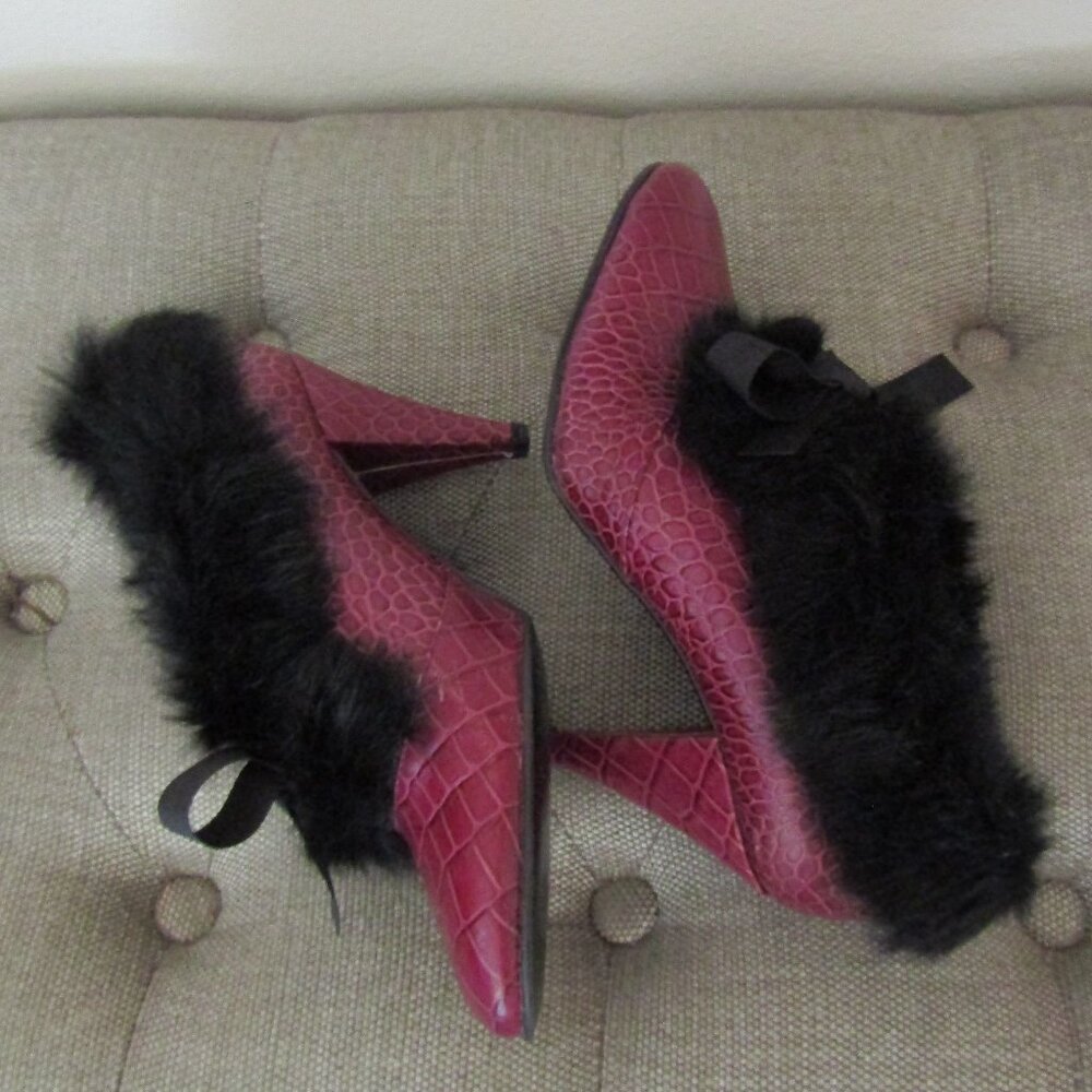 Blanco Rabbit Fur Leather Heels Size 37 EURO